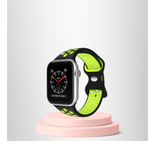 Apple Watch 42 44 45 49 Mm/L Kordon Kayış Bileklik Delikli SİYAH-YEŞİL