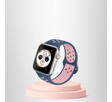 Apple Watch 42 44 45 49 Mm/L Kordon Kayış Bileklik Delikli LACİVERT-PEMBE