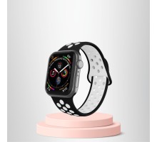 Apple Watch 42 44 45 49 Mm/L Kordon Kayış Bileklik Delikli SİYAH-BEYAZ