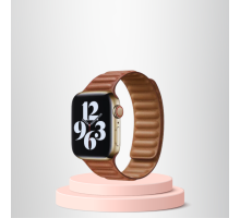 Apple Watch 42/44/45mm Uyumlu İnce Dokuma Mıknatıslı Kordon KAHVERENGİ