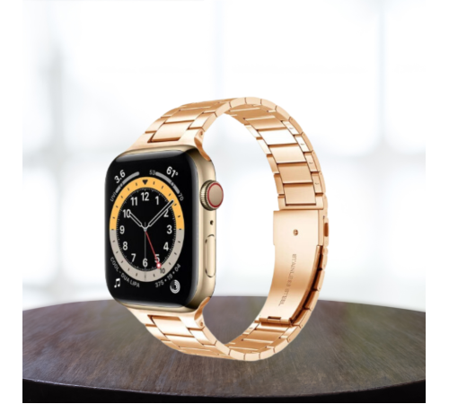 Apple Watch 42-44-45mm Uyumlu Kordon Paslanmaz Şık Çelik Tasarım Kayış BRONZ