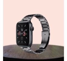 Apple Watch 42-44-45mm Uyumlu Kordon Paslanmaz Şık Çelik Tasarım Kayış SİYAH