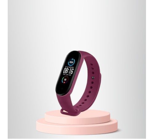 Mi Band 5-6 Uyumlu Silikon Kordon M5-M6 Uyumlu BORDO