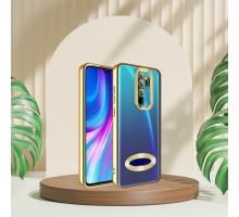 XİAOMİ REDMİ NOTE 8 PRO YANLARI RENKLİ LENS KORUMALI LOGO GÖSTEREN MEGA KILIF GOLD