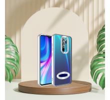 XİAOMİ REDMİ NOTE 8 PRO YANLARI RENKLİ LENS KORUMALI LOGO GÖSTEREN MEGA KILIF GÜMÜŞ