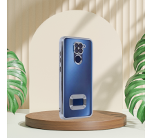 XİAOMİ REDMİ NOTE 9 YANLARI RENKLİ LENS KORUMALI LOGO GÖSTEREN MEGA KILIF GÜMÜŞ