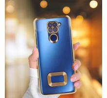 XİAOMİ REDMİ NOTE 9 YANLARI RENKLİ LENS KORUMALI LOGO GÖSTEREN MEGA KILIF GOLD