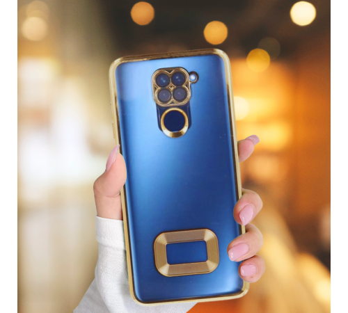 XİAOMİ REDMİ NOTE 9 YANLARI RENKLİ LENS KORUMALI LOGO GÖSTEREN MEGA KILIF GOLD