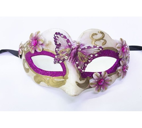 toptan-xml-dropshipping-Kelebek Desenli Masquerade Yılbaşı Maskesi Mor  Renk