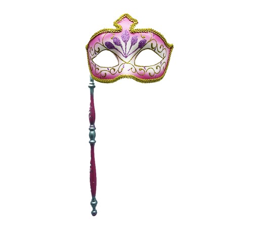 Venedik Masquerade Sopalı Maske Pembe Renk 17x35 cm