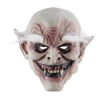 Korku Zombi Maskesi Beyaz Saçlı Kaşlı Lateks Vampir Maskesi Et Maske
