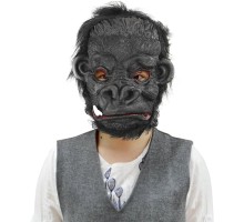 Lateks Goril Maskesi Maymun Maskesi Et Maskesi Orangutan Siyah Saçlı 4 No