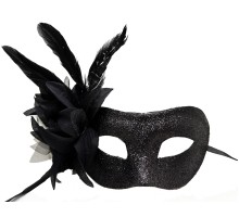 Siyah Renk Metalize Sim Görünümlü Parlak Tüylü Parti Maskesi 22x19 cm