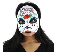 Ölü Günü Kafatası Yarım Güllü Çiçekli Maske Eva Yumuşak Model