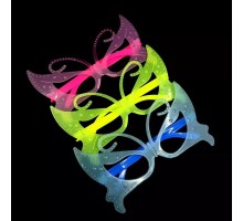 Fosforlu Kelebek Model Glow Parti Gözlüğü Karanlıkta Yanan Gözlükler 12 Adet