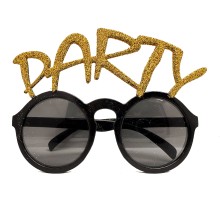 Altın Simli Party Yazılı Parti Gözlüğü Show 15x7 cm