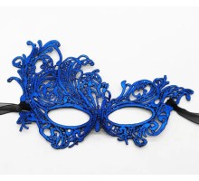 Mavi Renk Dantel Kesim Dantel İşlemeli Balo Parti Maskesi