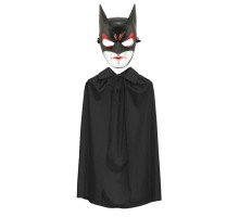 Batman Maskesi Cat Woman ve Batman Pelerini 90 cm Siyah Renk Set