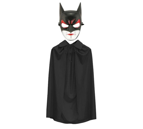 toptan-xml-dropshipping-Batman Maskesi Cat Woman ve Batman Pelerini 90 cm Siyah Renk Set