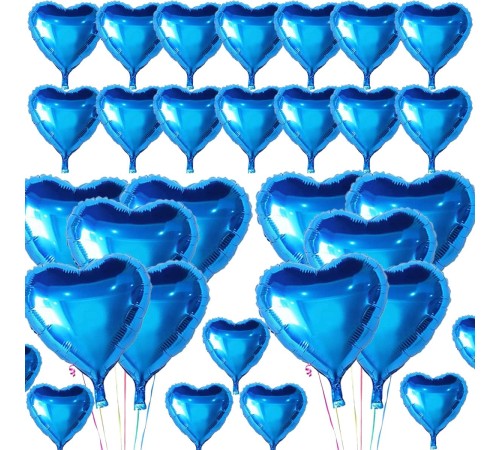 toptan-xml-dropshipping-Metalize Parlak Mavi Kalp Şekilli Uçan Balon Folyo 18 inç 45 cm 25 Adet